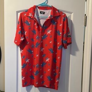 Waggle Men's Polo with Blue and White Pattern